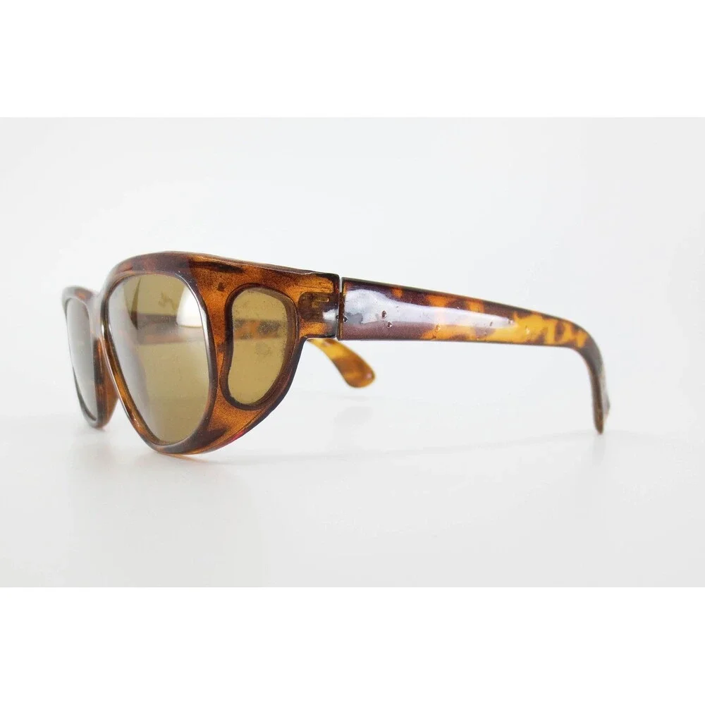 Tortoiseshell Wrap Sunglasses Brown Tinted Lenses Side Windows Retro
